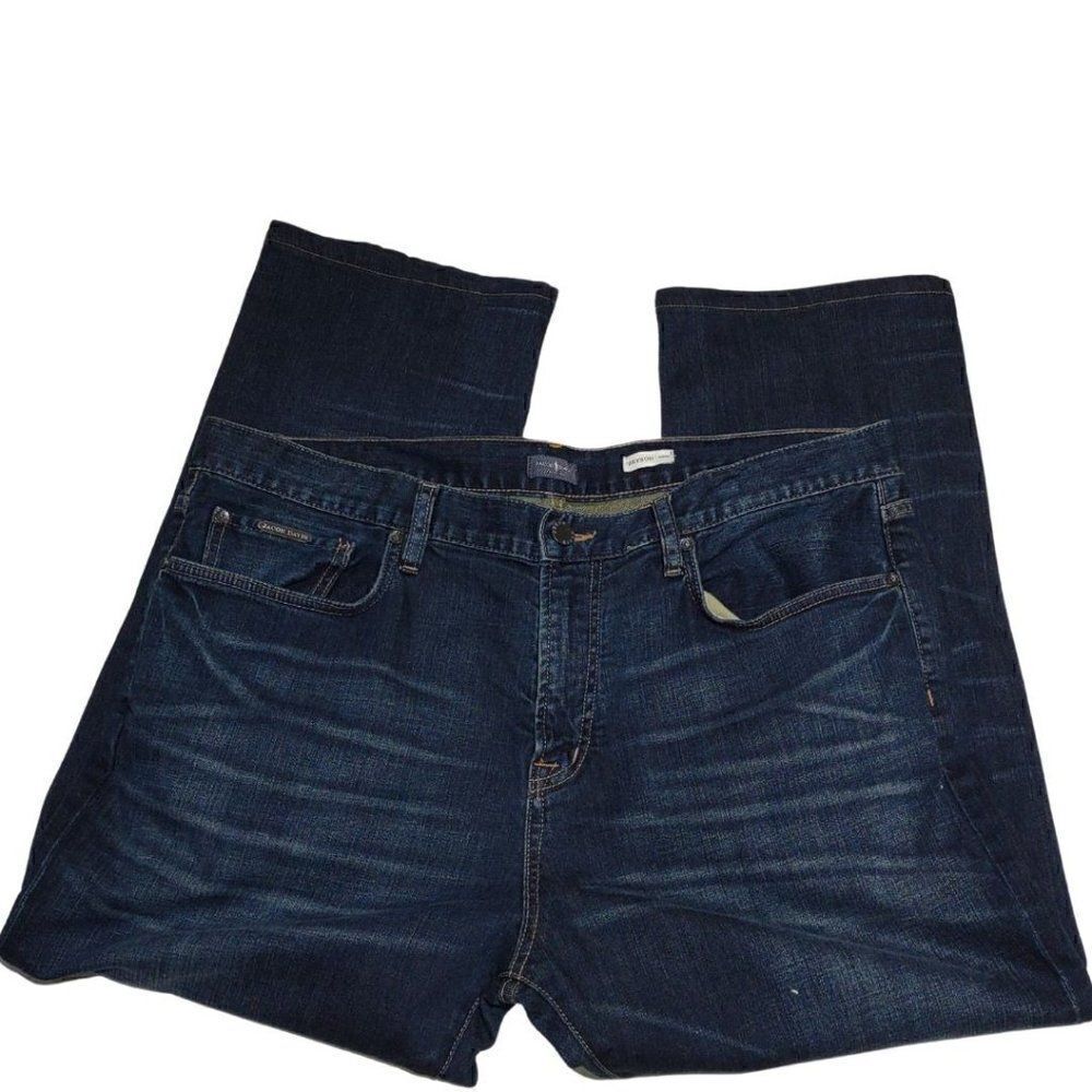 Jacob Davis Bryson Classic Size 38x34 Dark Wash Straight Leg Jeans Men's Denim